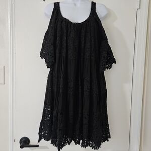 Lola Womens Dress S Tiered Crochet Floral Lace Boho Mini Italy Shift Relaxed